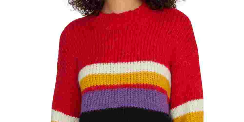Sanctuary Women's Block Long Sleeve Crew Neck MULTICOLOR Sweater Red Size X-Small