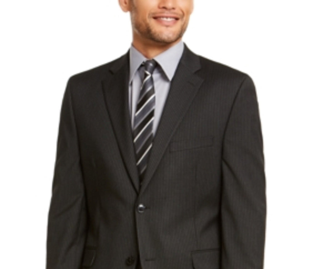 Alfani Men's Single Breasted Pinstripe Stretch Jacket Black Size 38