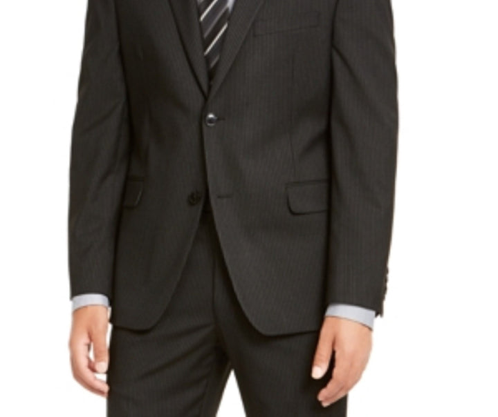 Alfani Men's Single Breasted Pinstripe Stretch Jacket Black Size 38