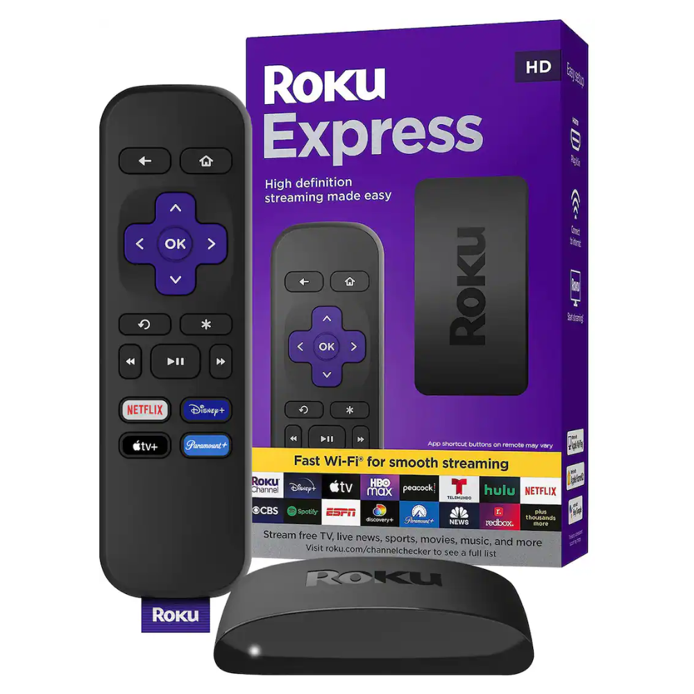 Roku - Express | Streaming Media Player with Standard Remote (no TV controls) - Black