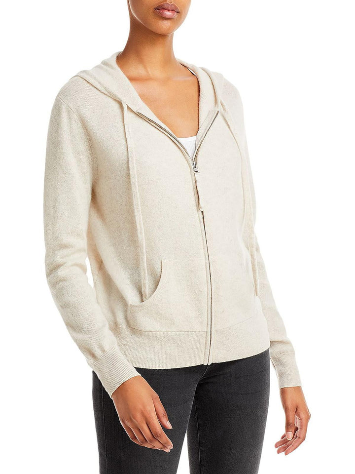 Aqua Cashmere Full Zip Hoodie White Size M