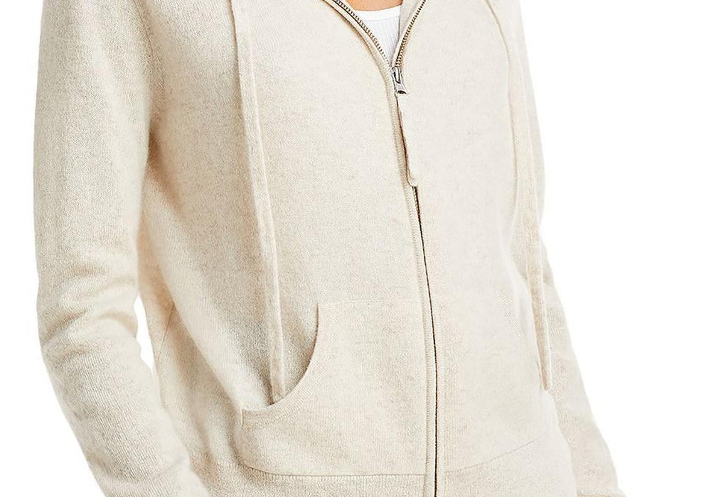 Aqua Cashmere Full Zip Hoodie White Size M