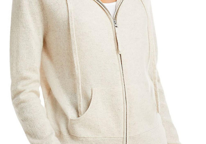 Aqua Cashmere Full Zip Hoodie White Size M