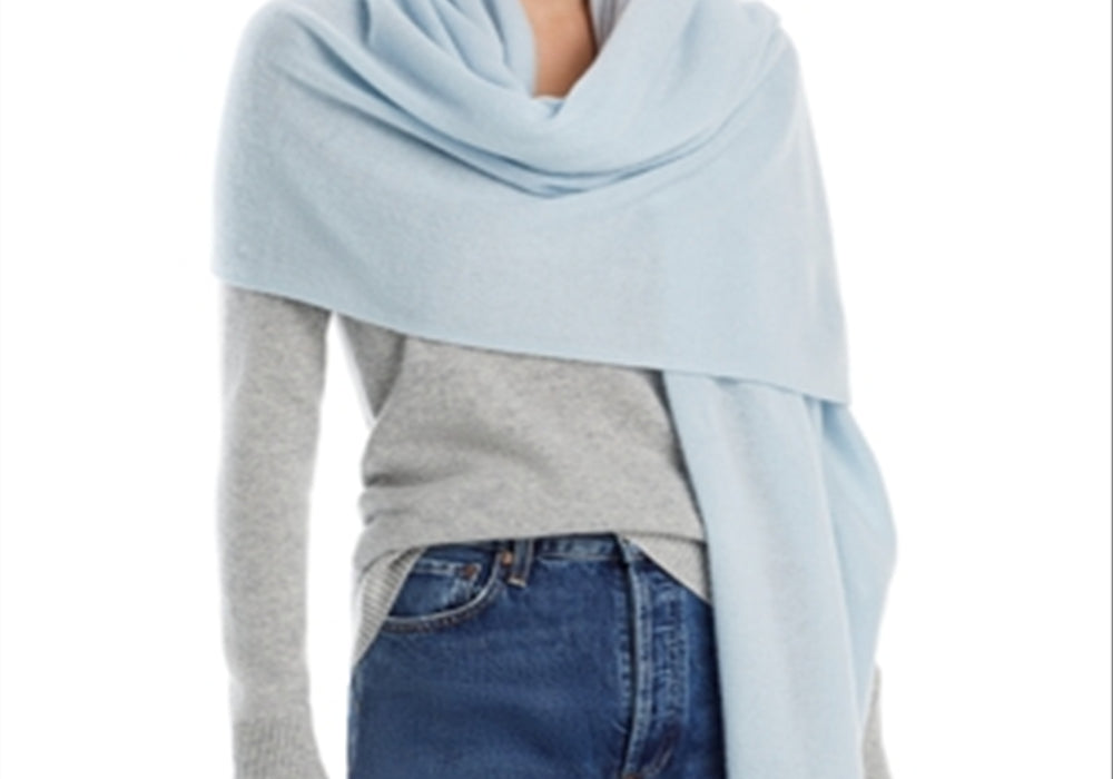 C by Bloomingdale's Cashmere Travel Wrap Blue One Size