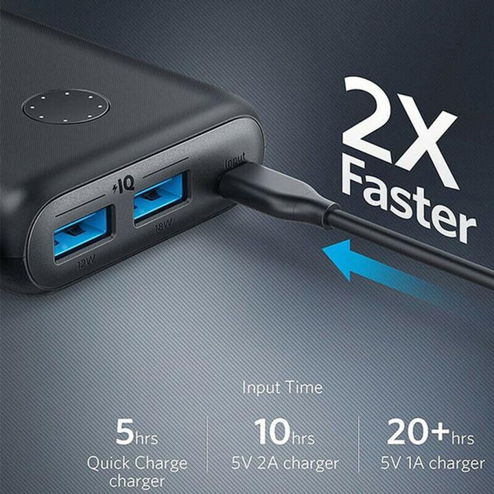 Anker PowerCore Select 20k mAh Power Bank Dual-Port Portable Phone Charger - Black