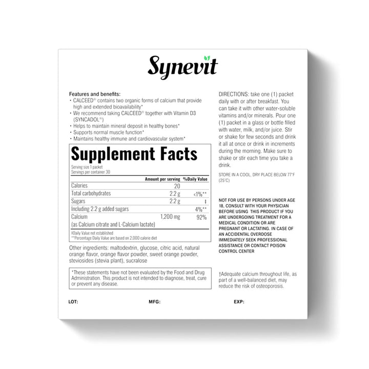Synevit Calceed Bone Health Supplement – 30 powder packs