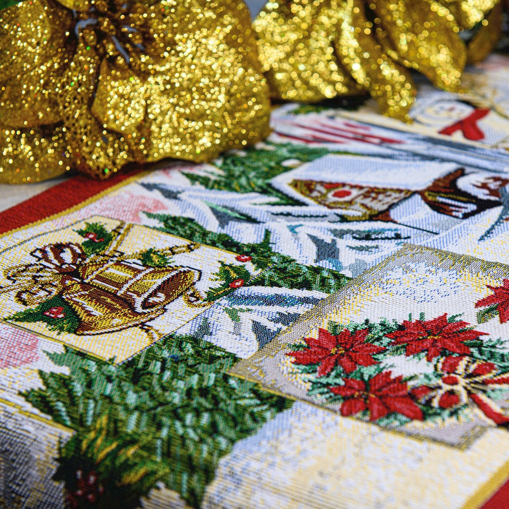Homvare Christmas Table Full Length Runner for Holiday Dinner, Parties, Home Décor Woven Tapestry 13”x72”