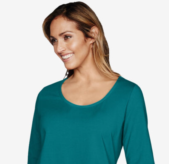 Karen Scott Women's Plus Size Cotton Scoop-Neck Top Teal Size XX-Large