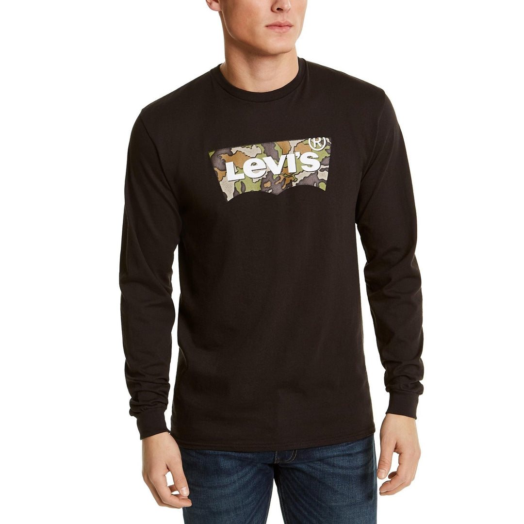 Levi's Men's Long-Sleeve Camo Logo T-Shirt Black Size Extra Large