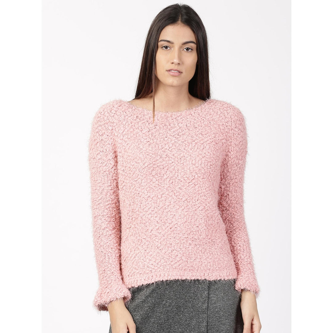 Hippie Rose Juniors' Textured High-Low Sweater Pink Size Medium