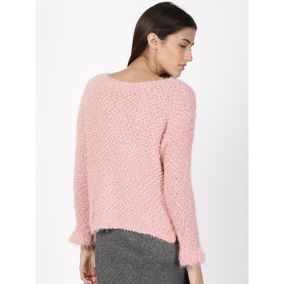 Hippie Rose Juniors' Textured High-Low Sweater Pink Size Extra Small