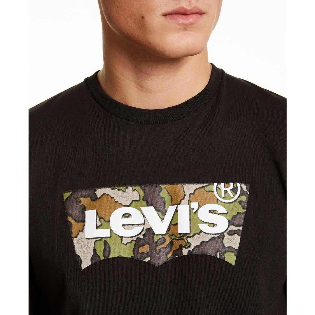 Levi's Men's Long-Sleeve Camo Logo T-Shirt Black Size Extra Large