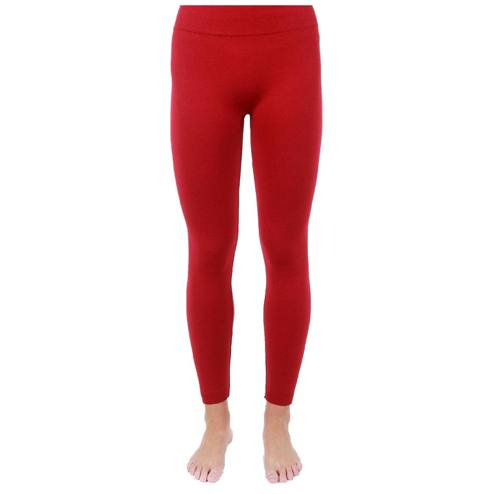 Love Charm Women's Fleece Lined Seamless Leggings Red Size Medium Large