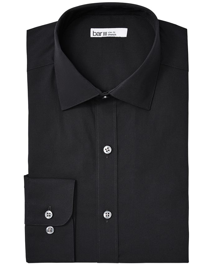 Bar III Men's Slim-Fit Stretch Dress Shirt Black Size 32-33