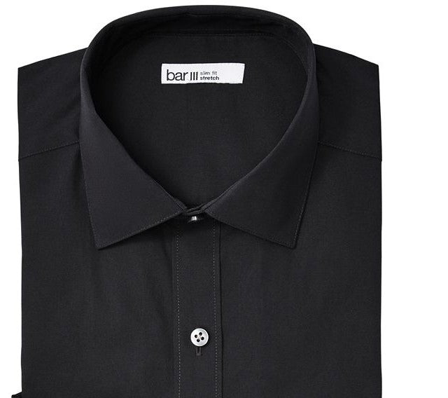 Bar III Men's Slim-Fit Stretch Dress Shirt Black Size 32-33