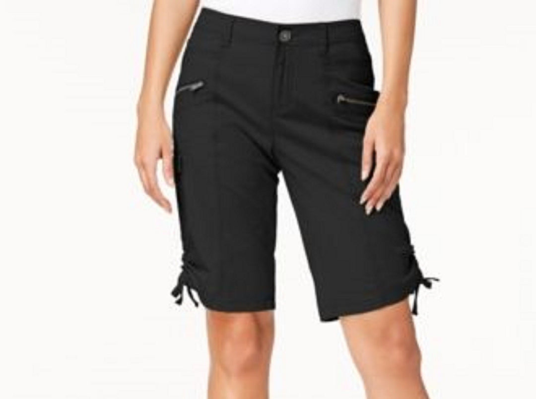 Style & Co Women's Zipper Bermuda Cargo Shorts Black Size 6