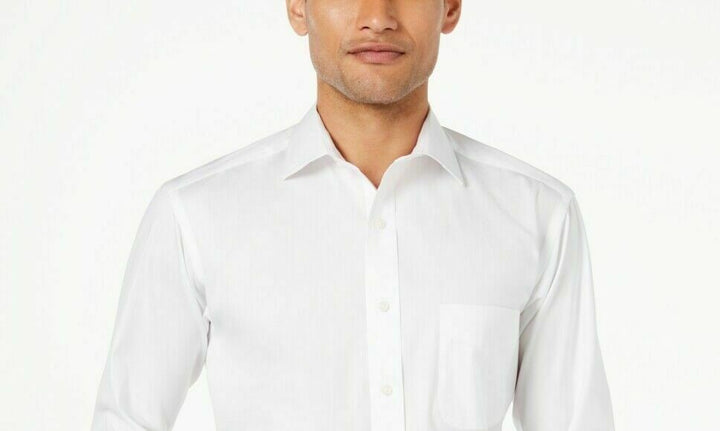 Club Room Men's Slim-Fit Pinpoint Solid Dress Shirt  White Size 18-34-35