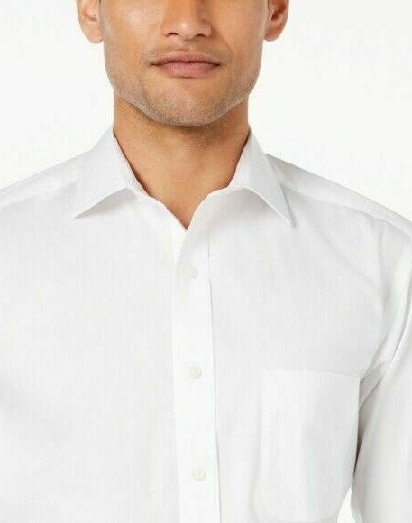 Club Room Men's Slim-Fit Pinpoint Solid Dress Shirt  White Size 18-34-35