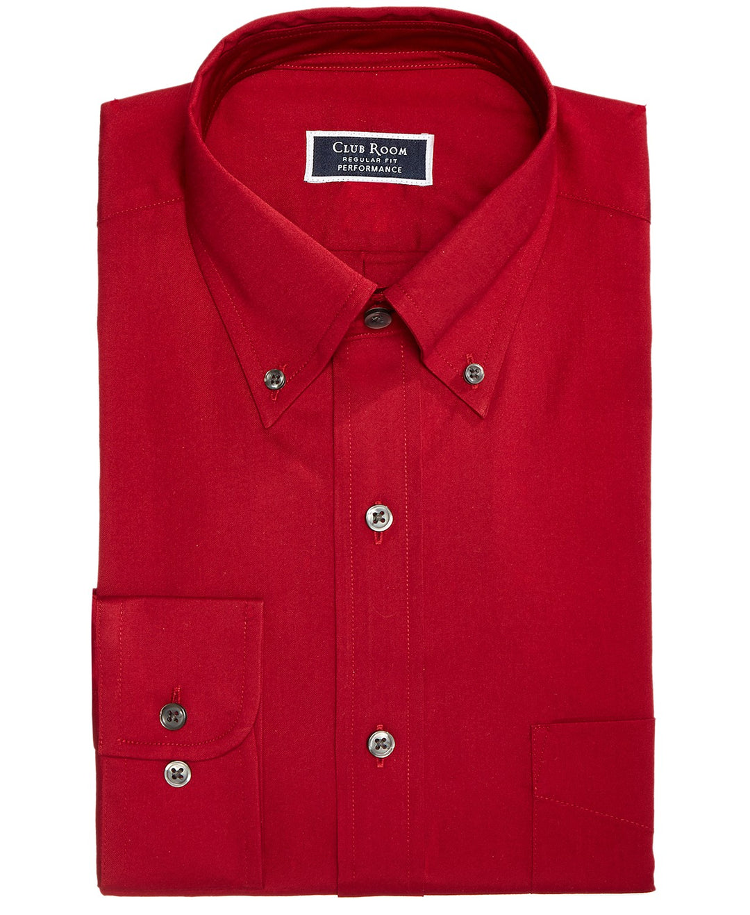 Club Room Men's Classic/Regular Fit Stretch Wrinkle-Resistant Solid Pinpoint Dress Shirt Red Size 16-32-33