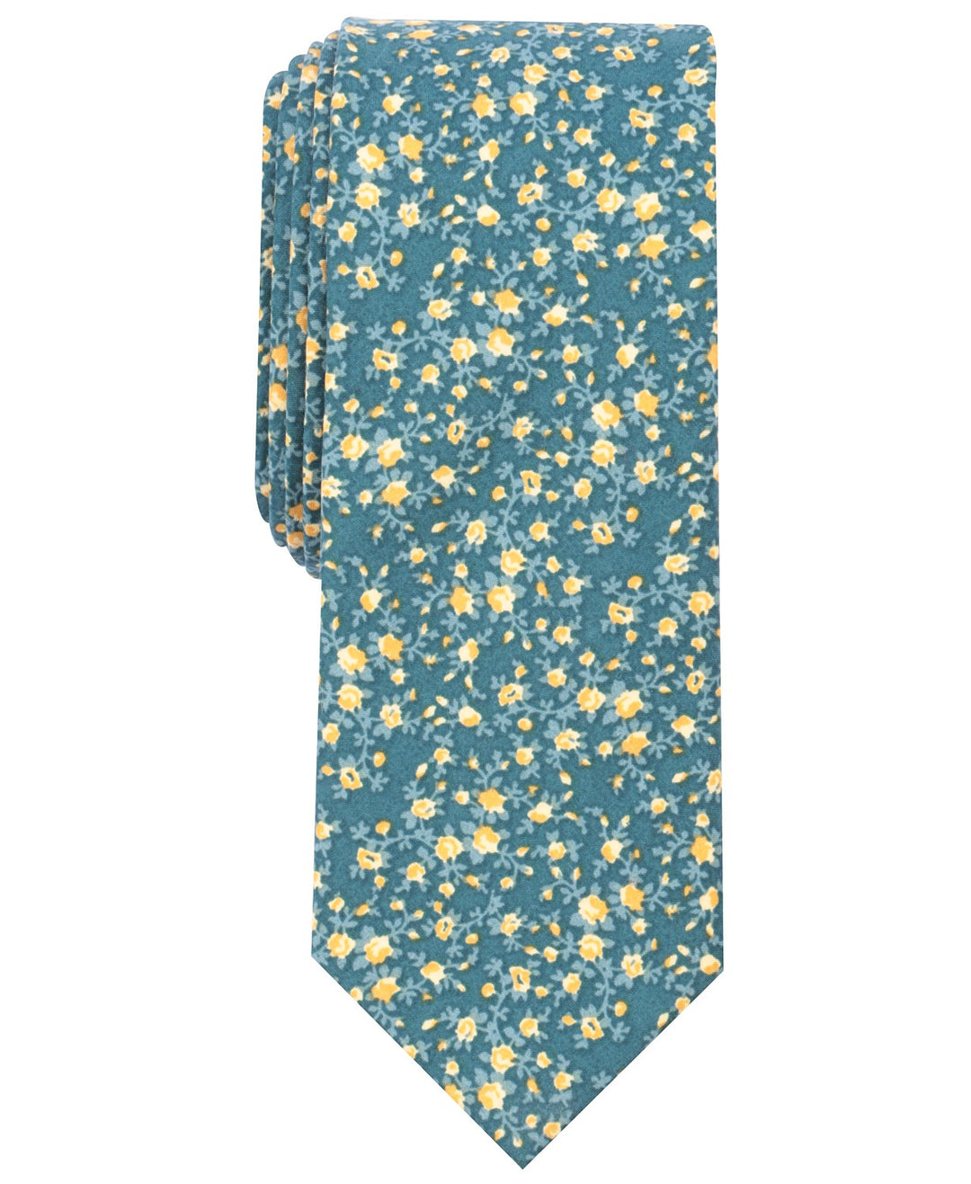 Bar III  Men's Watercolor Floral Print Skinny Tie  Navy Size Regular