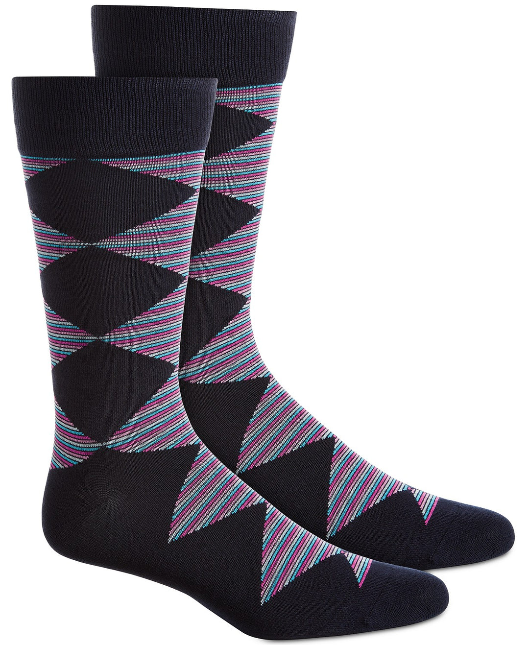 Alfani Men's Diamond Striped Socks Blue Size Regular