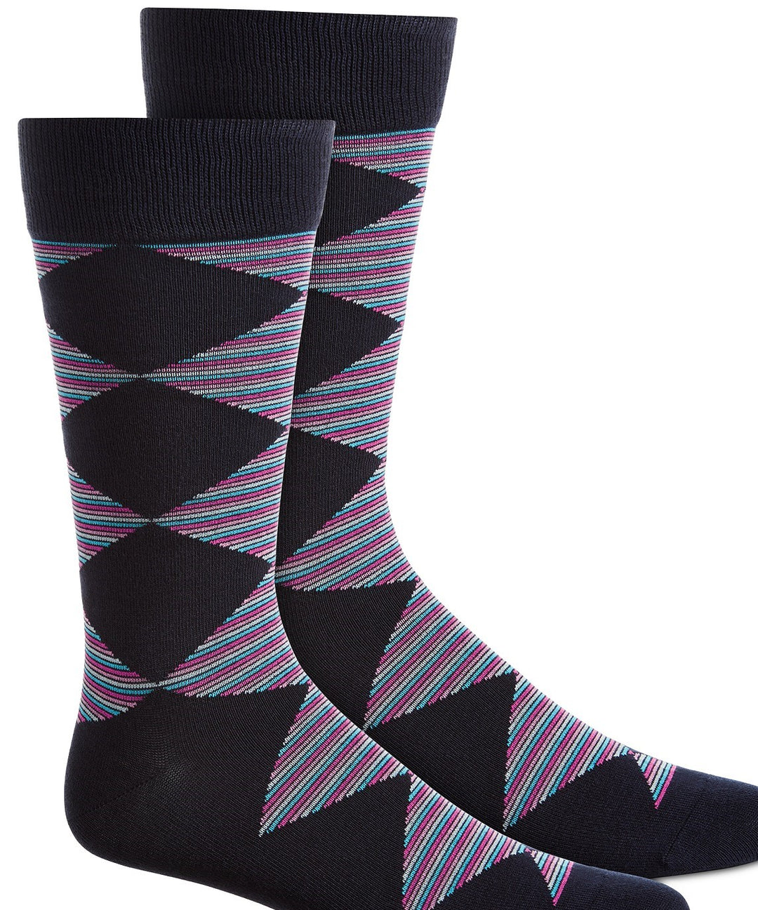 Alfani Men's Diamond Striped Socks Blue Size Regular