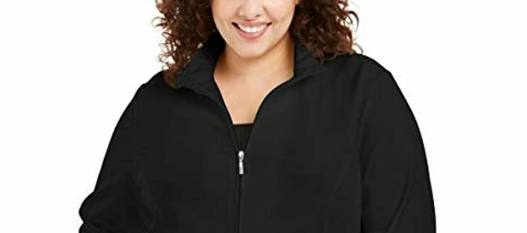 Karen Scott Women's Plus Size Zip-Front Jacket  Deep Black Size 1X