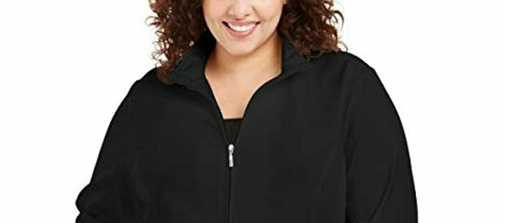 Karen Scott Women's Plus Size Zip-Front Jacket  Deep Black Size 1X