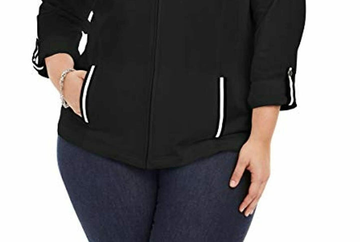 Karen Scott Women's Plus Size Zip-Front Jacket  Deep Black Size 1X