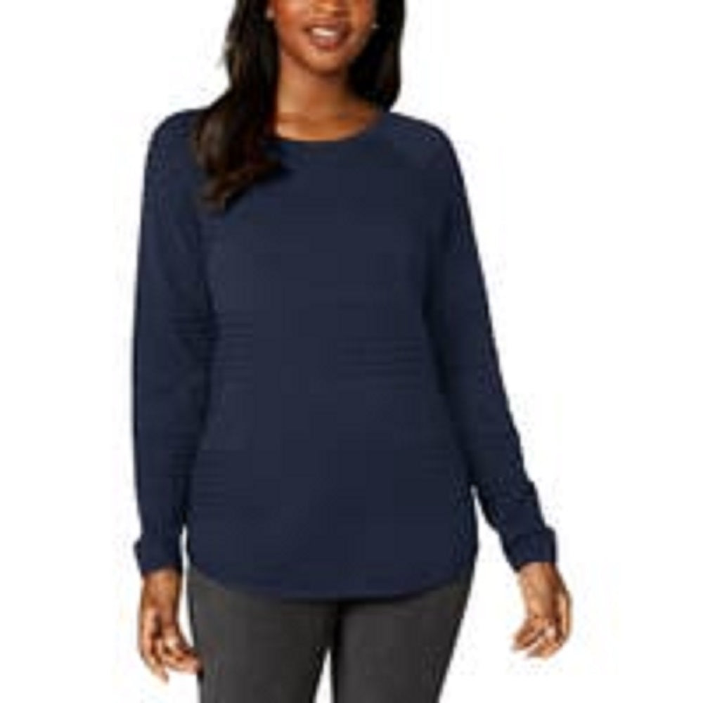 Karen Scott Women's Curved-Hem Sweater Dark Blue Size Small