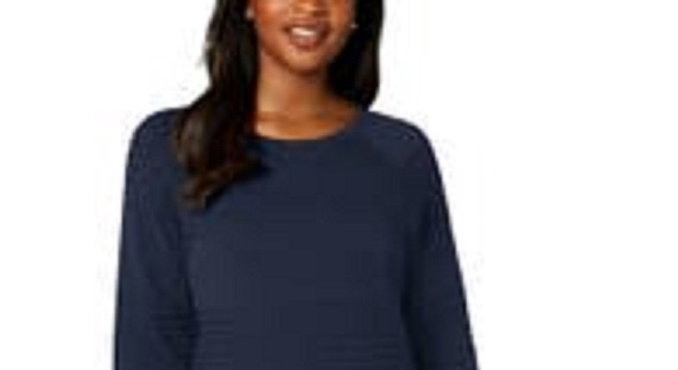 Karen Scott Women's Curved-Hem Sweater Dark Blue Size Small