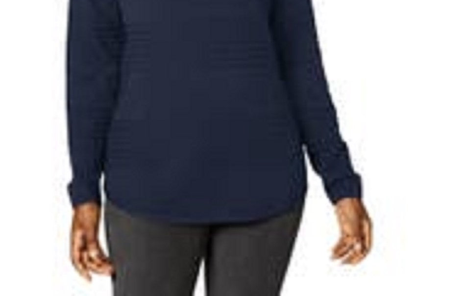 Karen Scott Women's Curved-Hem Sweater Dark Blue Size Small