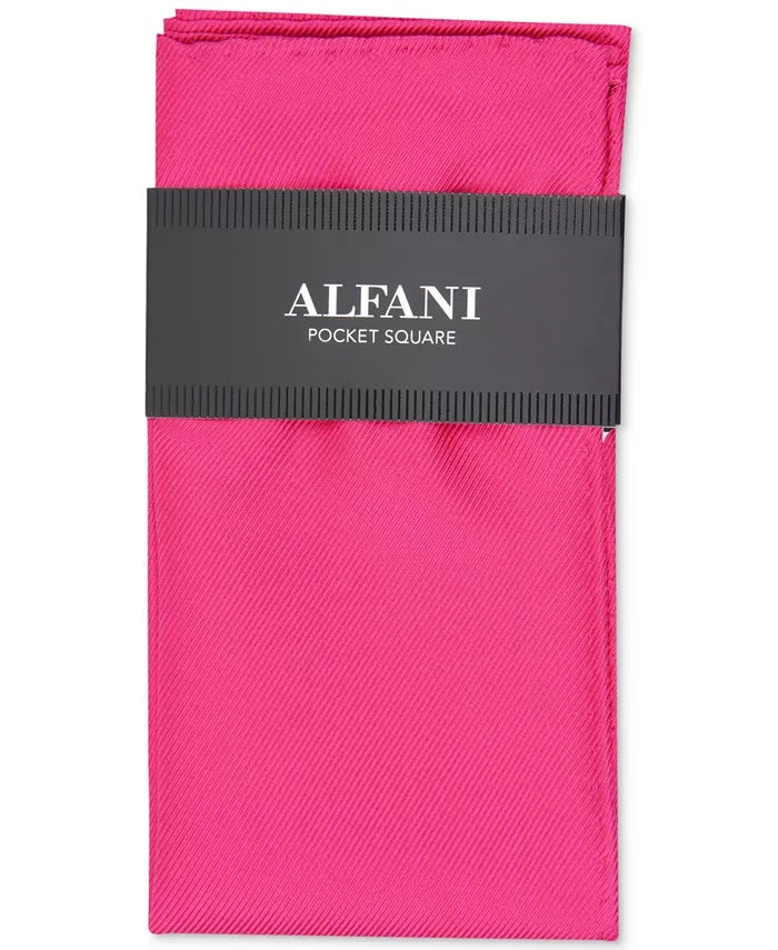 Alfani Men's Solid Twill Silk Pocket Square Pink Size Regular