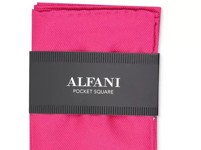 Alfani Men's Solid Twill Silk Pocket Square Pink Size Regular