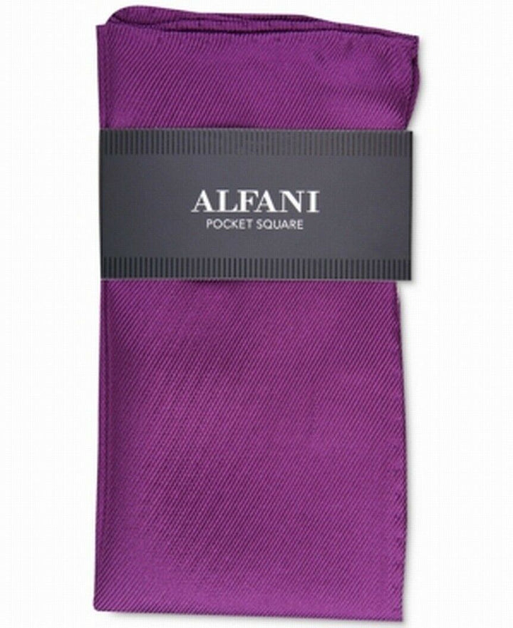 Alfani Men's Solid Twill Silk Pocket Square Dark Purple Size Regular