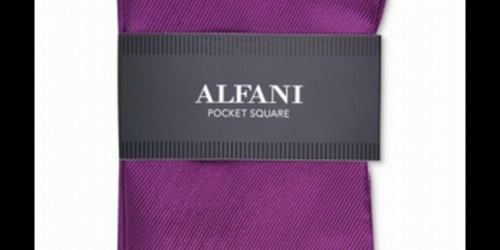 Alfani Men's Solid Twill Silk Pocket Square Dark Purple Size Regular