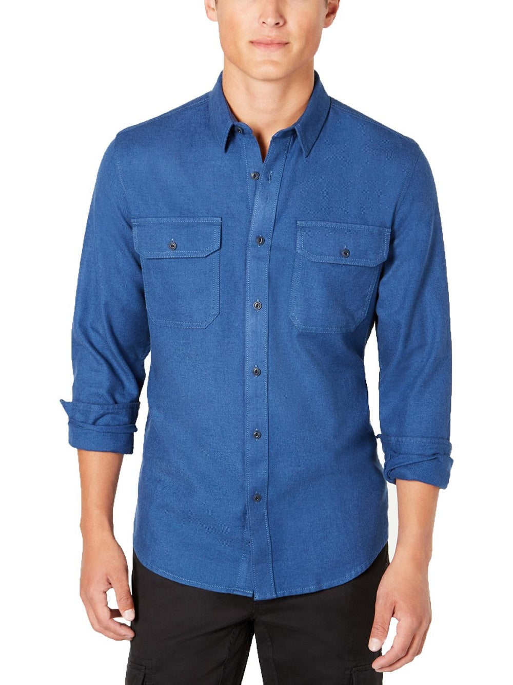 American Rag Men's Grindle Textured Shirt  Blue