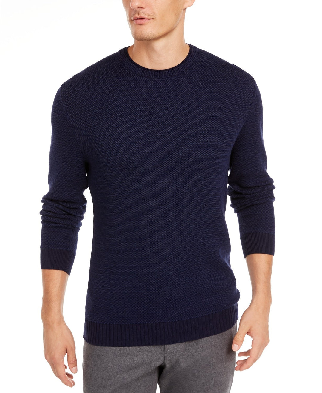 Tasso Elba Men's Supima Cotton Crewneck Sweater Blue Size Small