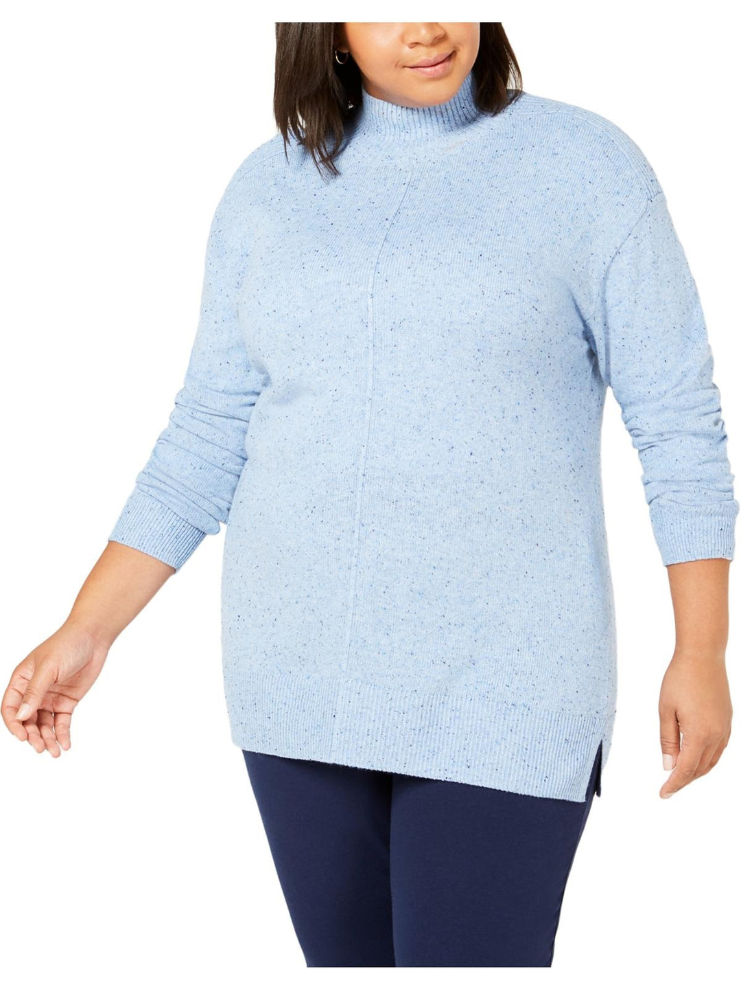 Karen Scott Women's Seam-Detail Cotton Mock-Neck Sweater Size Medium