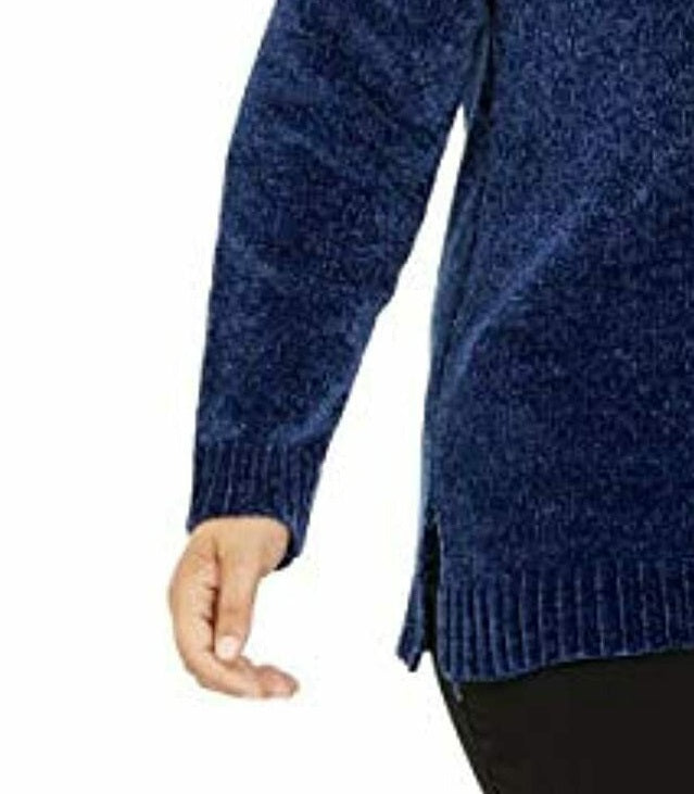 Karen Scott Women's Plus Size V-Neck Chenille Sweater Dark Blue Size 3X