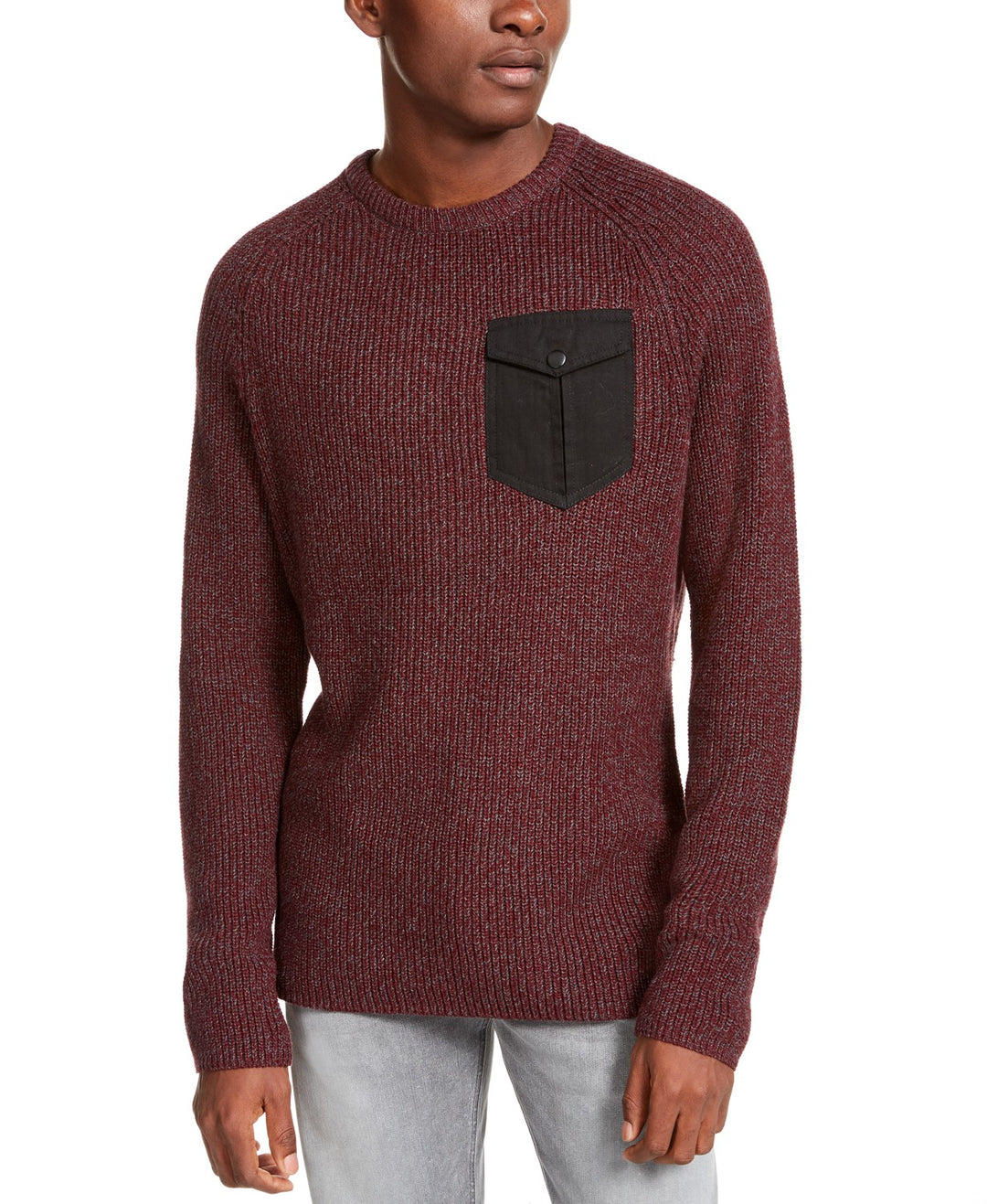 American Rag Men's Crewneck Pocket Sweater Red