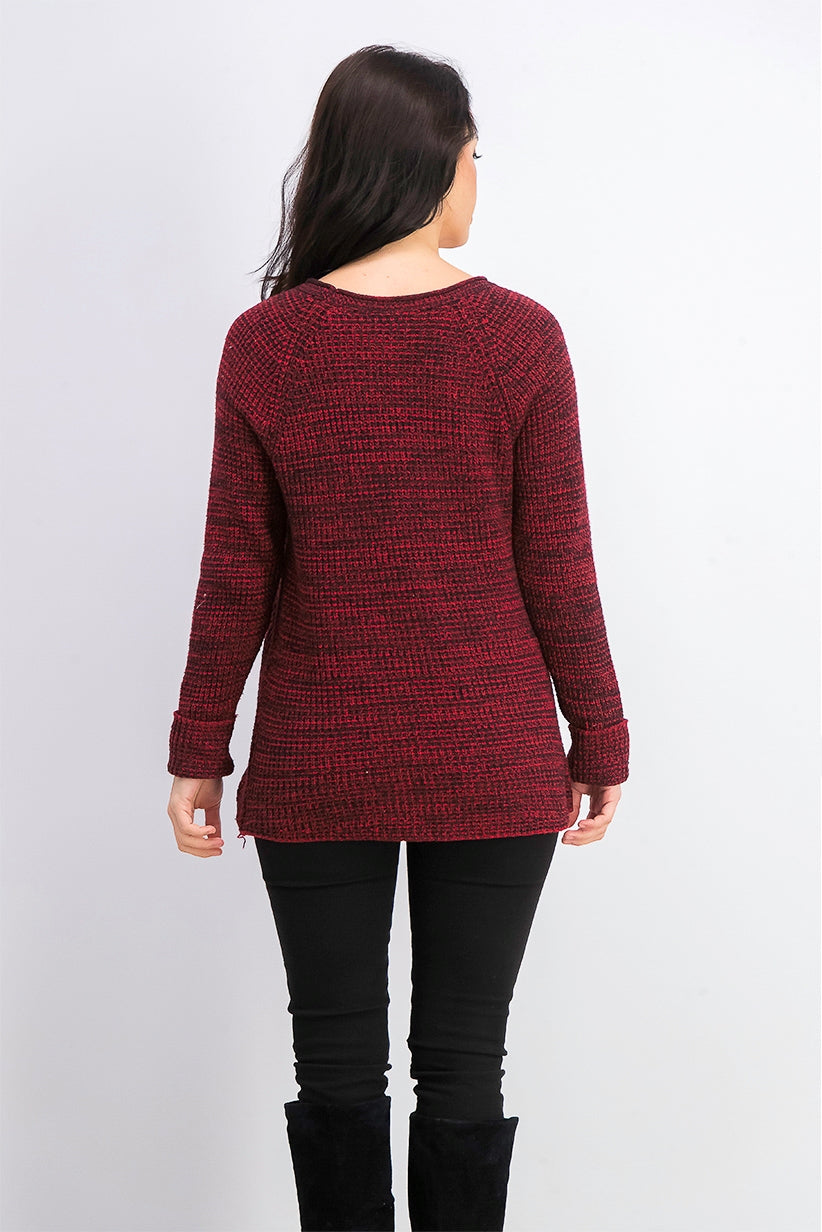Style & Co Women's Petite Marled-Knit Sweater  Red Size Petite Small