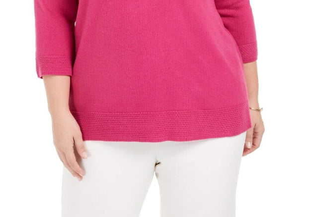 Karen Scott Women's Plus Size Ballet Neckline Sweater Med Pink Size 1 Extra Large