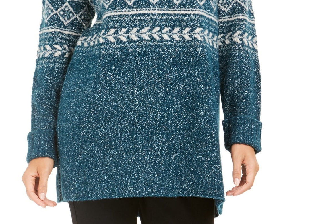 Style & Co Women's Fair Isle Tunic Sweater  Fi Dark Kale