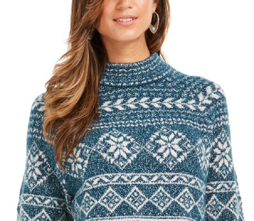 Style & Co Women's Fair Isle Tunic Sweater  Fi Dark Kale