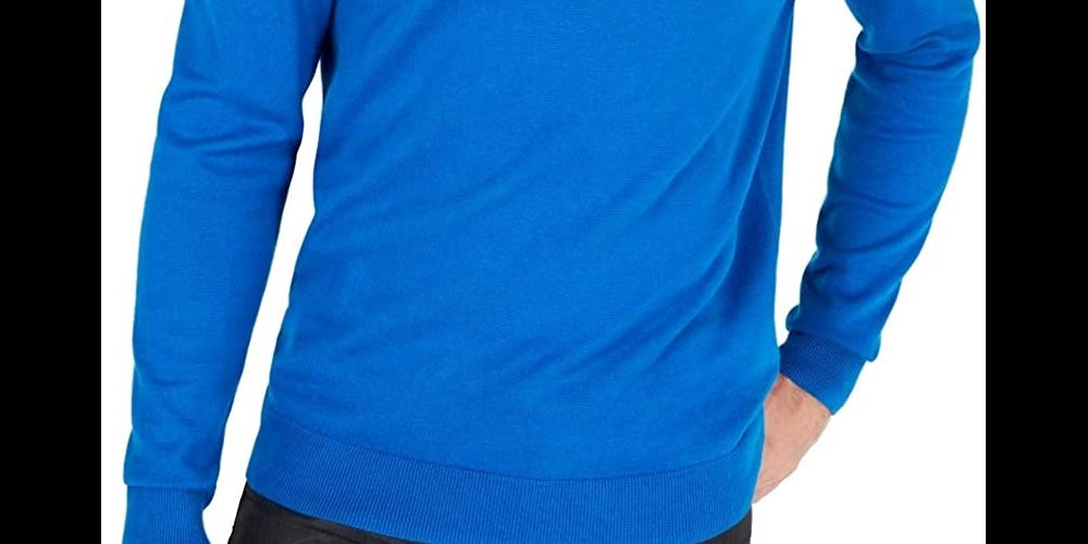 Alfani Men's Quarter-Zip Ribbed Placket Sweater  Med Blue Size Extra Large