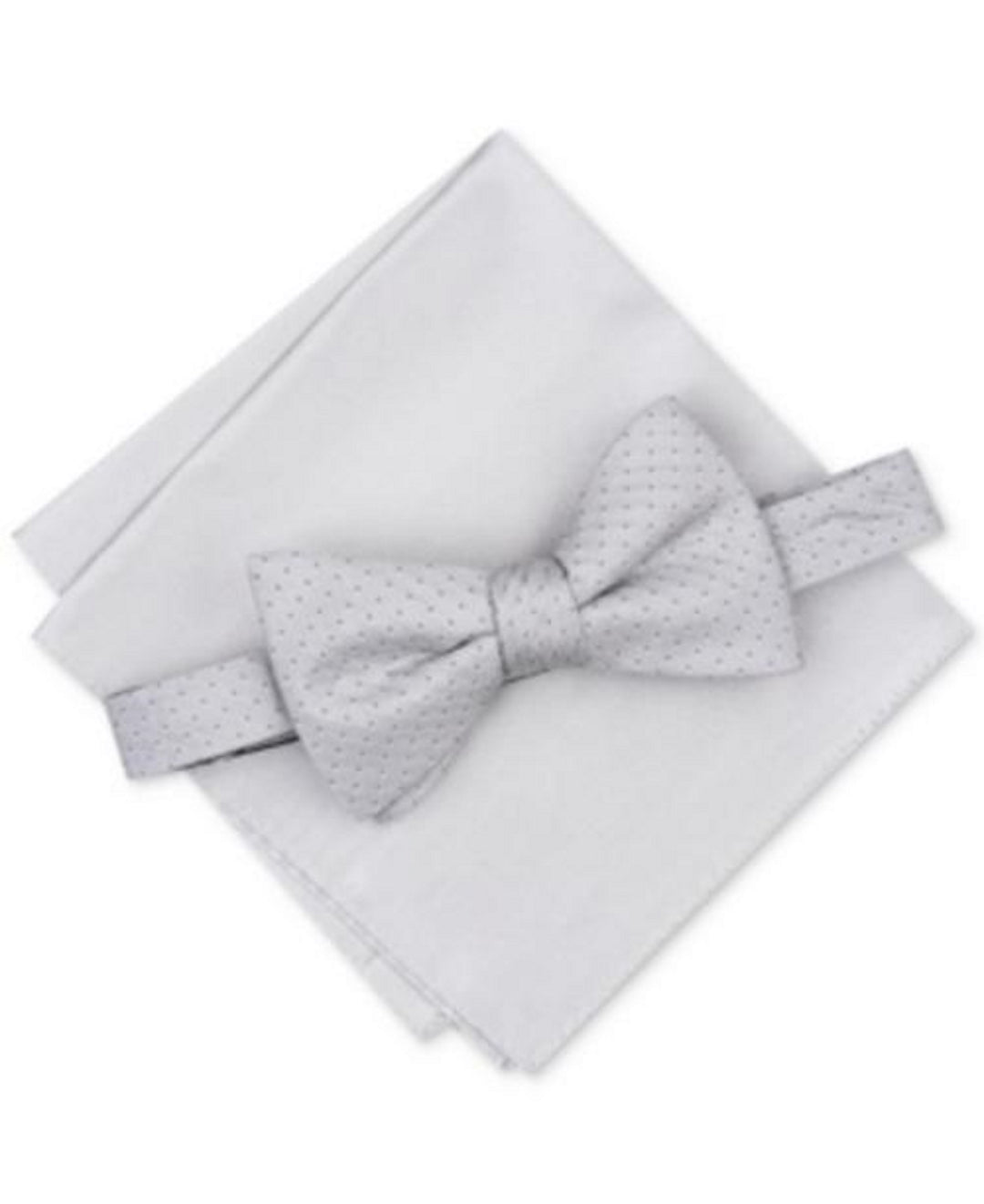 Alfani Men's Mini Neat To-Tie Bow Tie & Solid Pocket Square Set Gray Size Regular