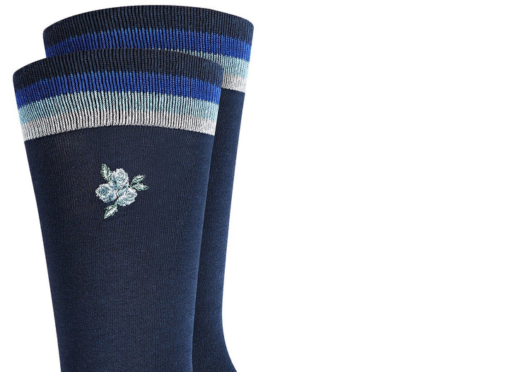 Bar III Men's Embroidered Floral Socks Navy Size Regular