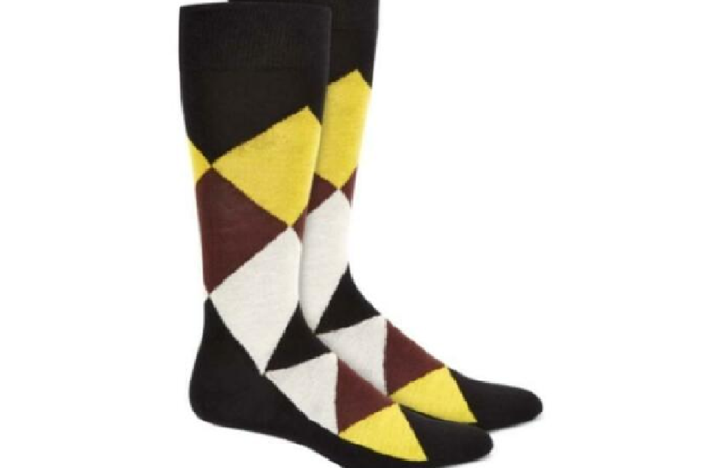 Alfani Men's Argyle Socks Brown-Yellow Size 7-12