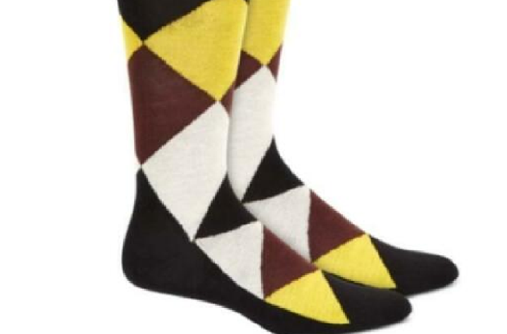 Alfani Men's Argyle Socks Brown-Yellow Size 7-12